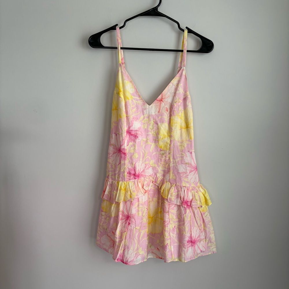 LoveShackFancy Fabienne Floral Print Mini Dress Light Berry Tea Pastel